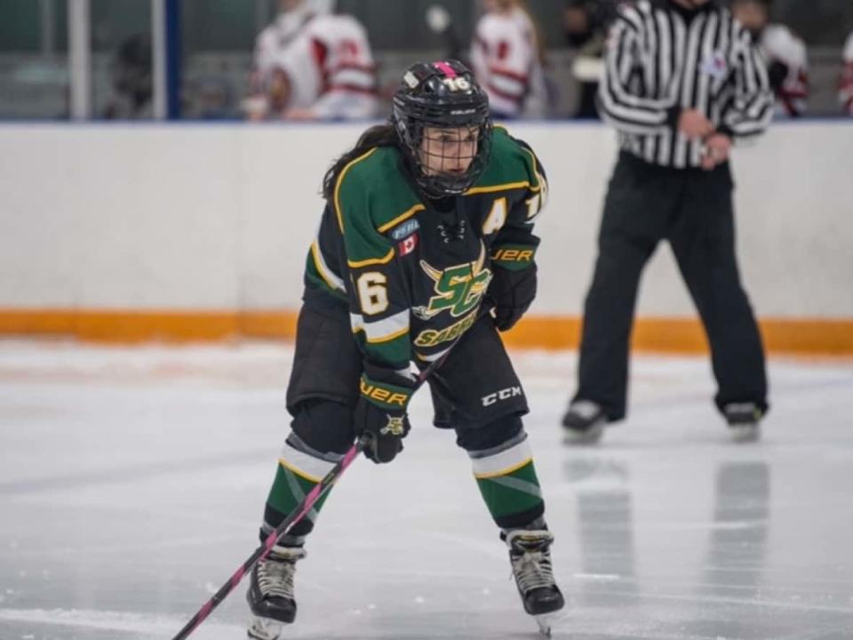 Tessa Holk, a forward on the Stoney Creek Junior Sabres hockey team in Ontario, will be among those watching Canada's women's hockey team in Beijing with excitement. The 17-year-old hopes the Olympics will give wider exposure to the skill level in the women's game and help advance it.   (Supplied by Tessa Holk - image credit)