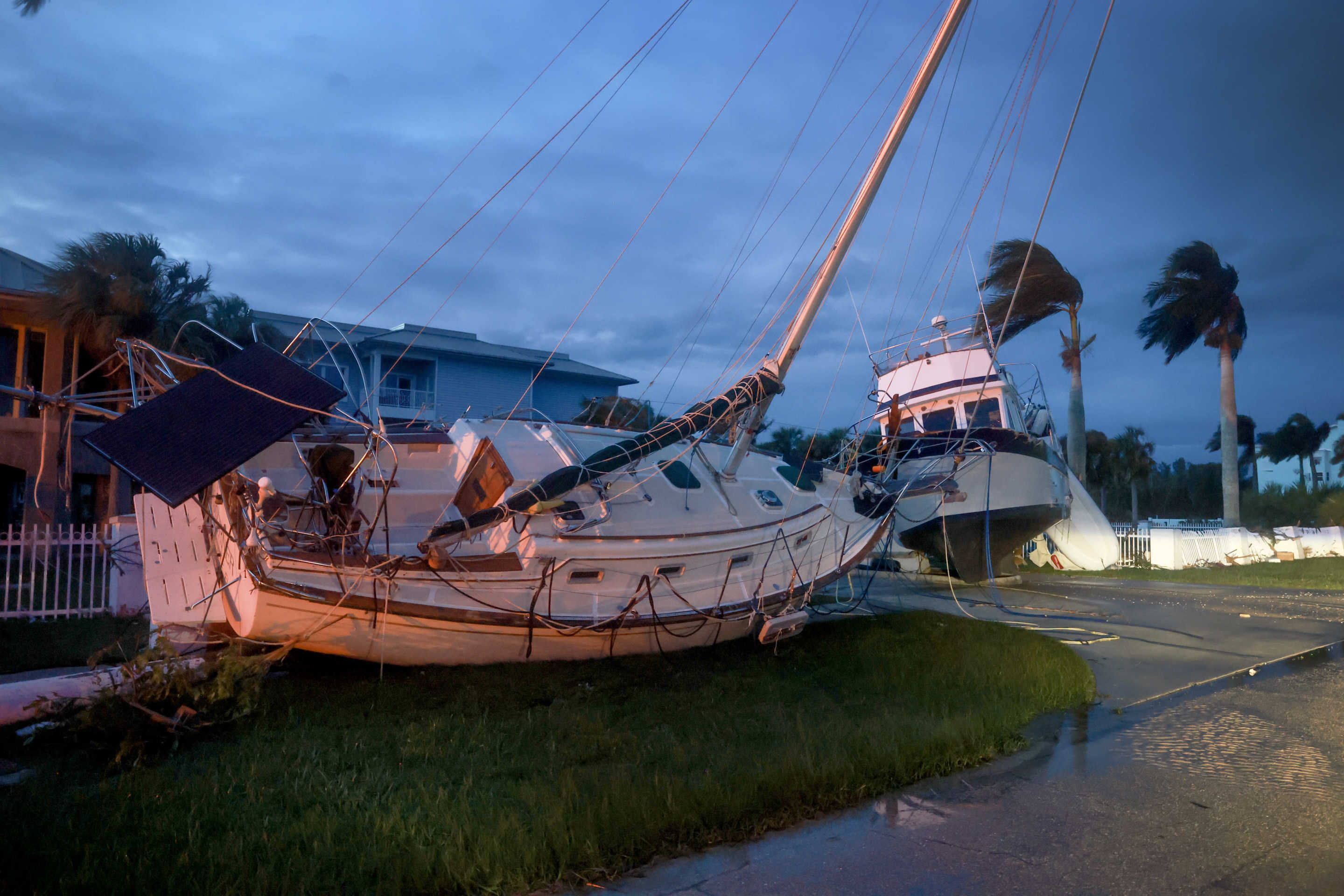 Milton threw boats ashore. 