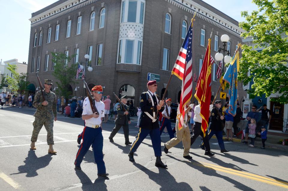 The Color Guard marches down Main Street on Monday, May 29, 2023 for the annual Harbor Springs Memorial Day parade.