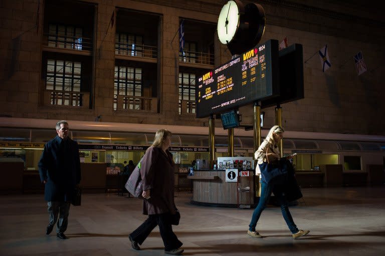 Commuters walk to their trains at Union Station, the heart of VIA Rail travel, on April 22, 2013 in Toronto, Ontario, Canada. Two foreign nationals, Chiheb Esseghaier, 30, and Raed Jaser, 35, have been arrested for allegedly planning to carry out an attack on a Via Rail passenger train, the Royal Canadian Mounted Police told a press conference