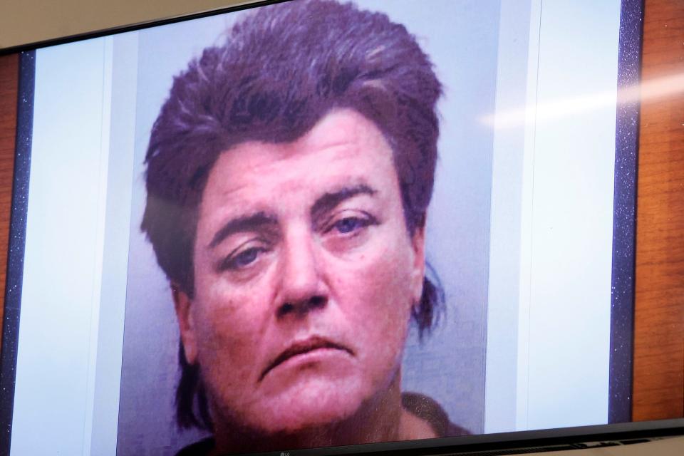 An undated photograph of Brenda Woodard, the biological mother of Marjory Stoneman Douglas High School shooter Nikolas Cruz, is shown on a screen in the courtroom during the penalty phase of Cruz’s trial at the Broward County Courthouse in Fort Lauderdale on Monday, August 22, 2022. Cruz previously plead guilty to all 17 counts of premeditated murder and 17 counts of attempted murder in the 2018 shootings.