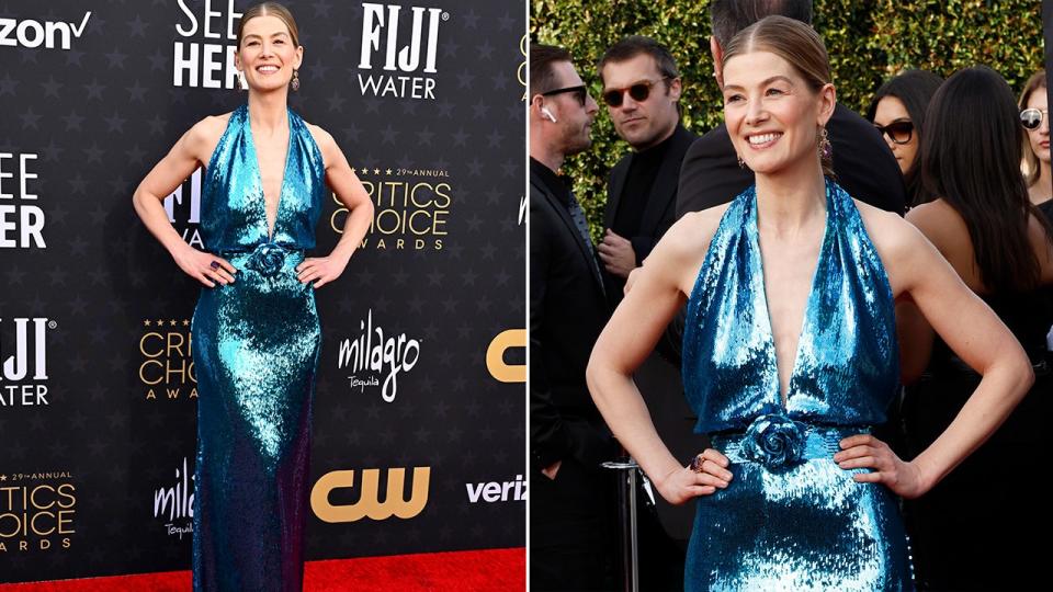 Rosamund Pike poses at the Critics' Choice Awards