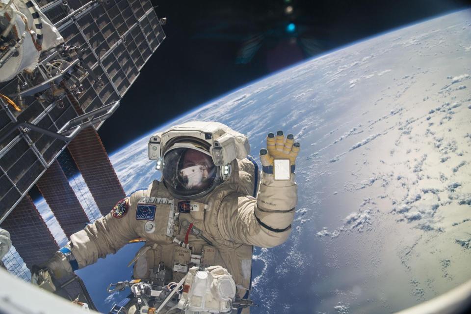 spacewalk international space station cosmonaut Sergey Ryazanskiy