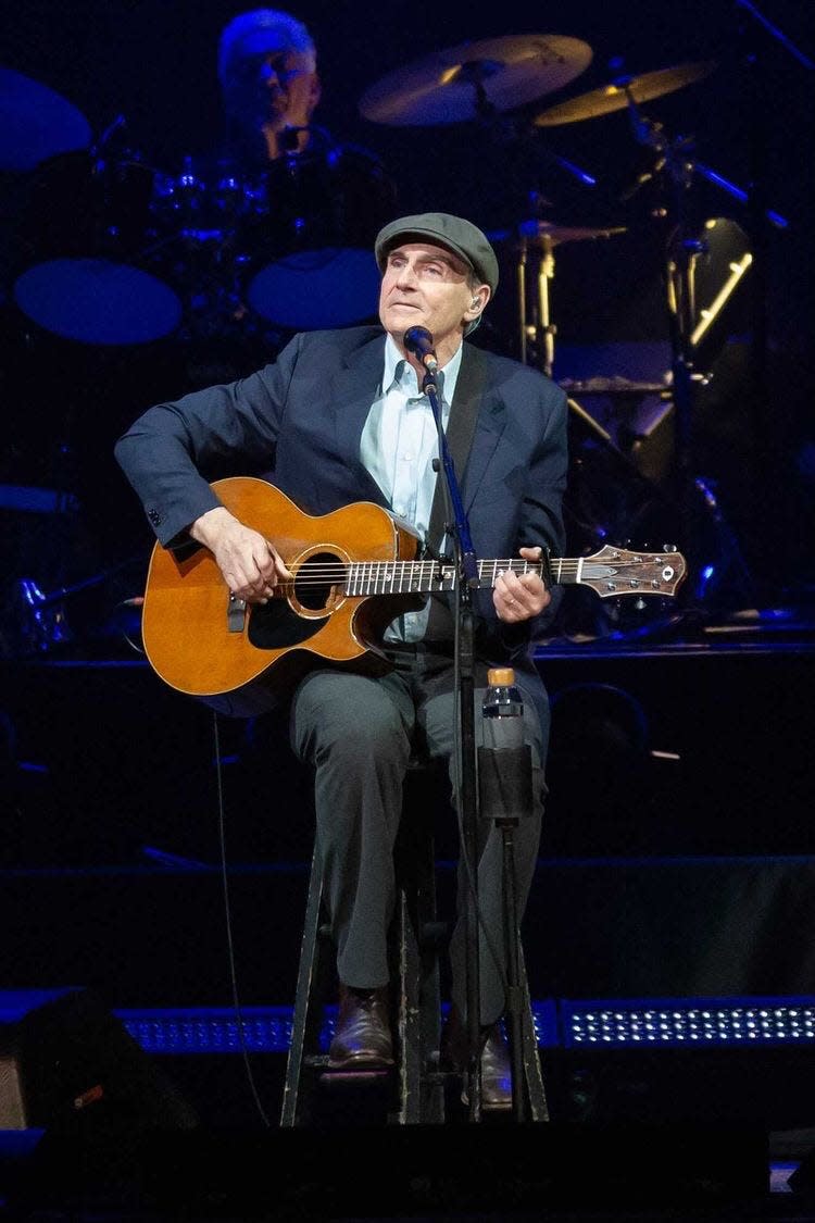 James Taylor shown gazing into the crowd at his last local show at PPG Paints Arena.