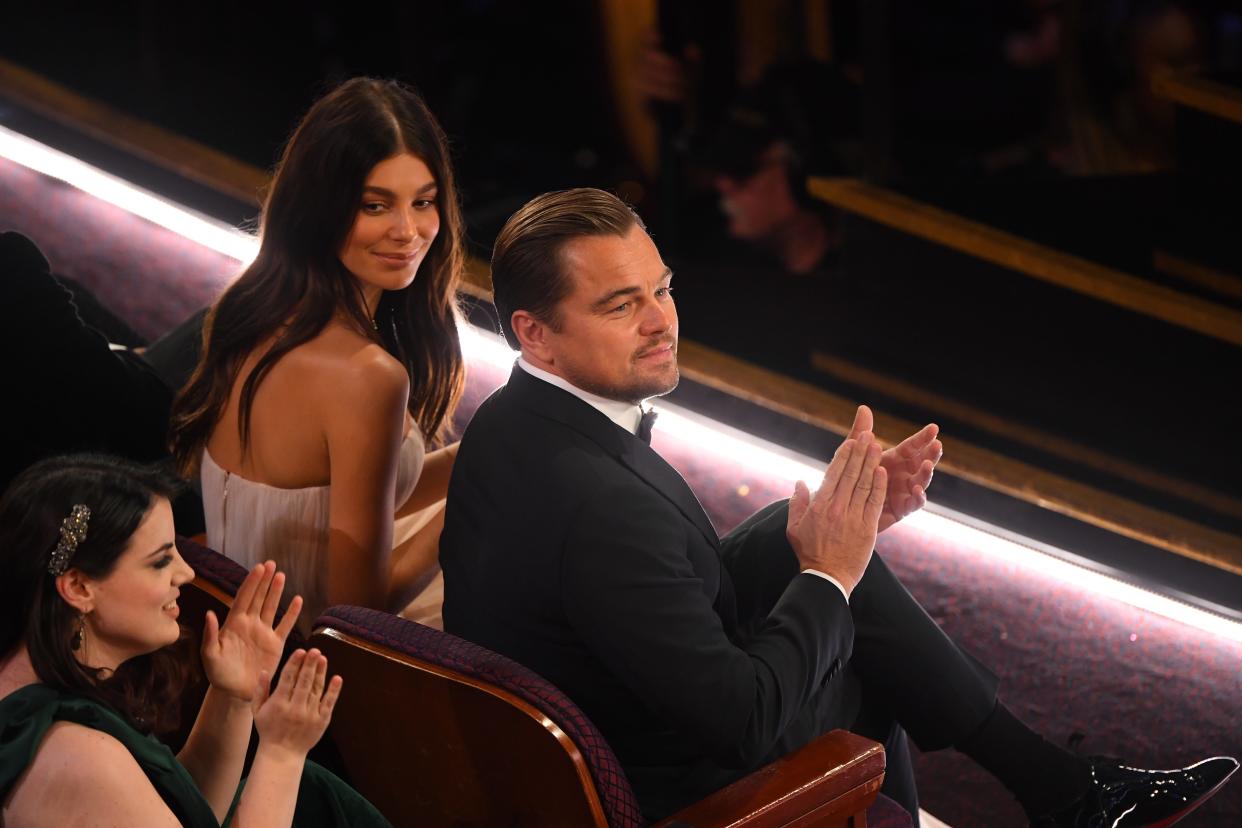 Camila Morrone and Leonardo DiCaprio are pictured attending the 2020 Academy Awards together.