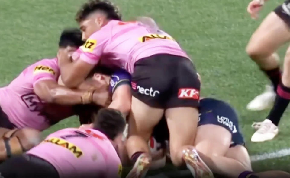 This was another camera angle released by the NRL to back-up Grant Atkins' ruling from the Bunker. (Images: NRL)