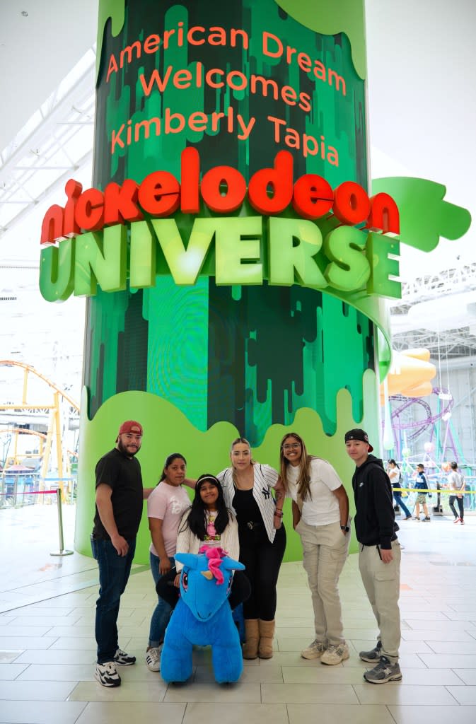 A Nickelodeon slime bucket reads “American Dream Welcomes Kimberly Tapia.” Courtesy of the Tapia Family