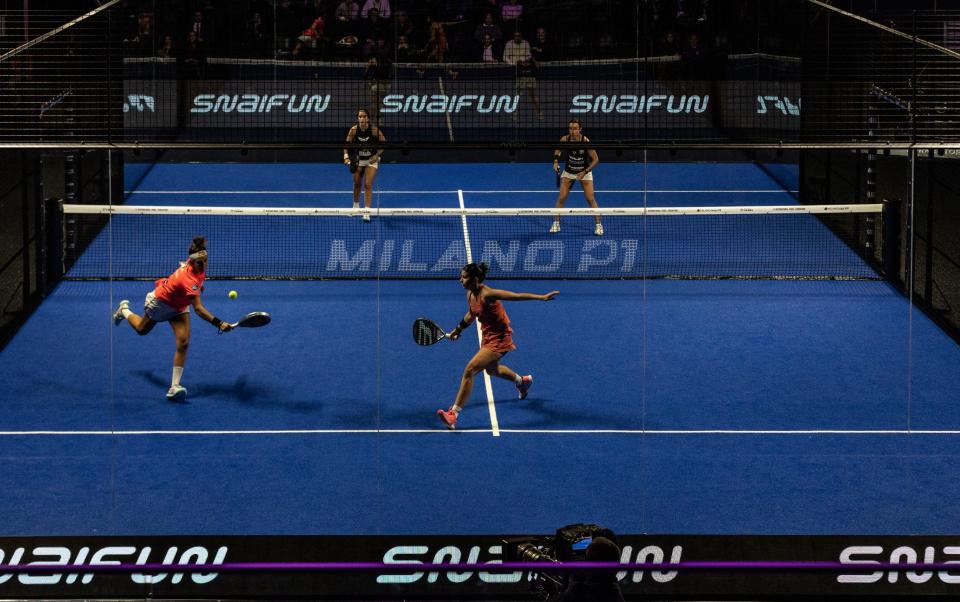 A general view of the central court during a match of the round of 32 of Milano Premier Padel