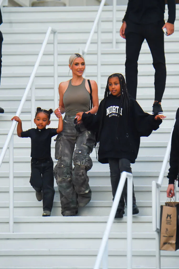 Kim Kardashian with daughters North West and Chicago West leaving the American Dream Mall and Amusement Park on July 12, 2022