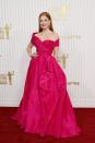 <p>Chastain shone in the colour of the moment in a bold pink Zuhair Murad dress.</p>