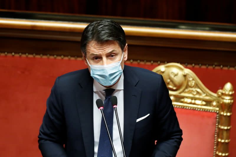 Italian PM Conte faces a confidence vote at the upper house of parliament, in Rome