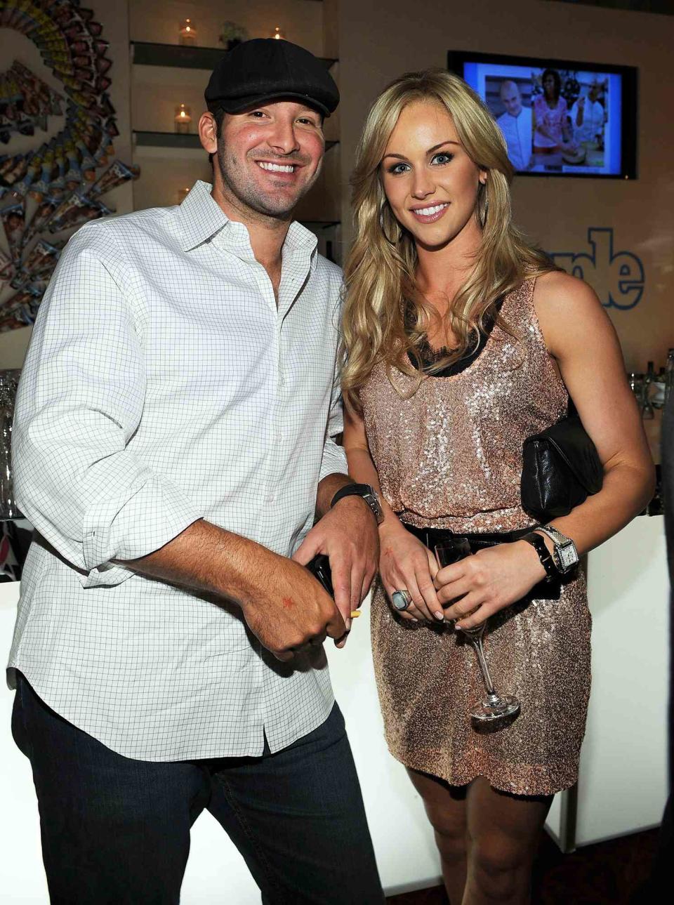 Tony Romo and journalist Candice Crawford attend the PEOPLE/TIME party on the eve of the White House Correspondents' Dinner at the St Regis Hotel - Astor Terrace on April 30, 2010 in Washington, DC