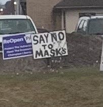 Say no to masks sign