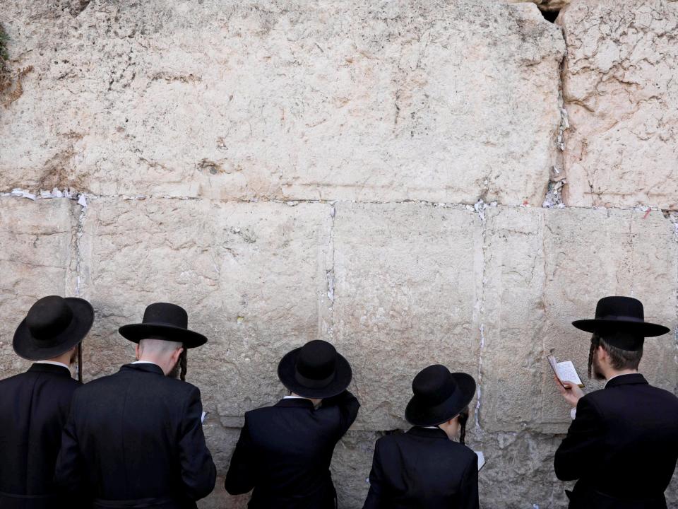 Ultra-Orthodox Jews pray at the Western Wall in Jerusalem's Old City: Abir Sultan/EPA