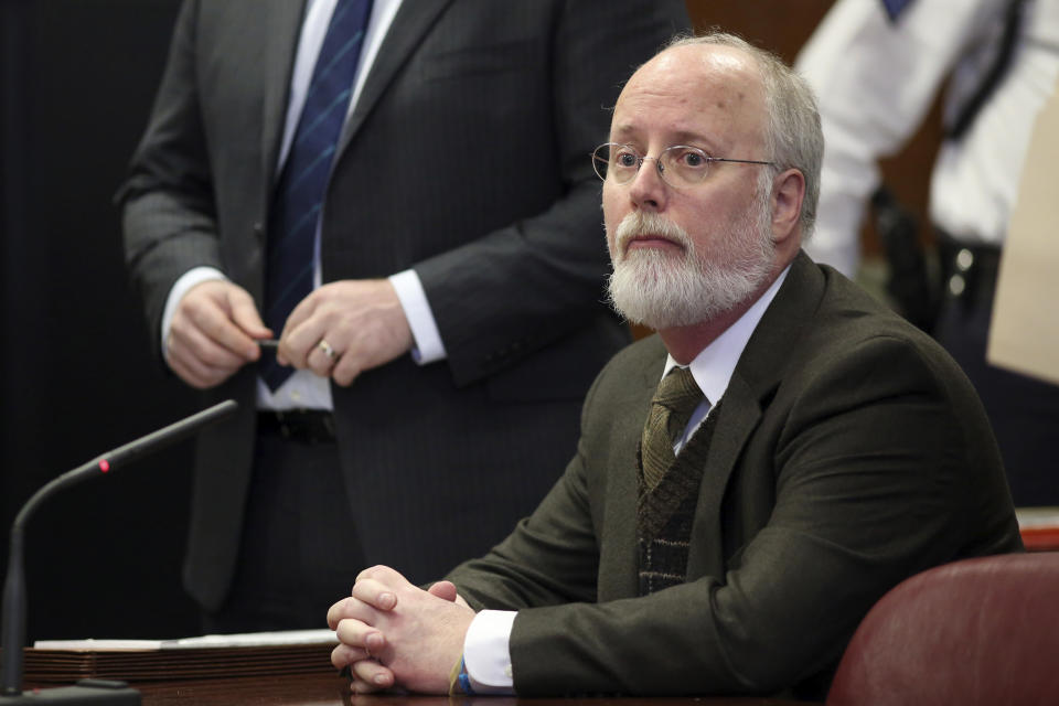 In this Feb. 23, 2016 photo, Robert Hadden appears in Manhattan Supreme Court in New York. Hadden, a former New York gynecologist accused of sexually abusing more than two dozen patients, including children and the wife of former presidential candidate Andrew Yang, is now facing federal charges. (Alec Tabak via AP)