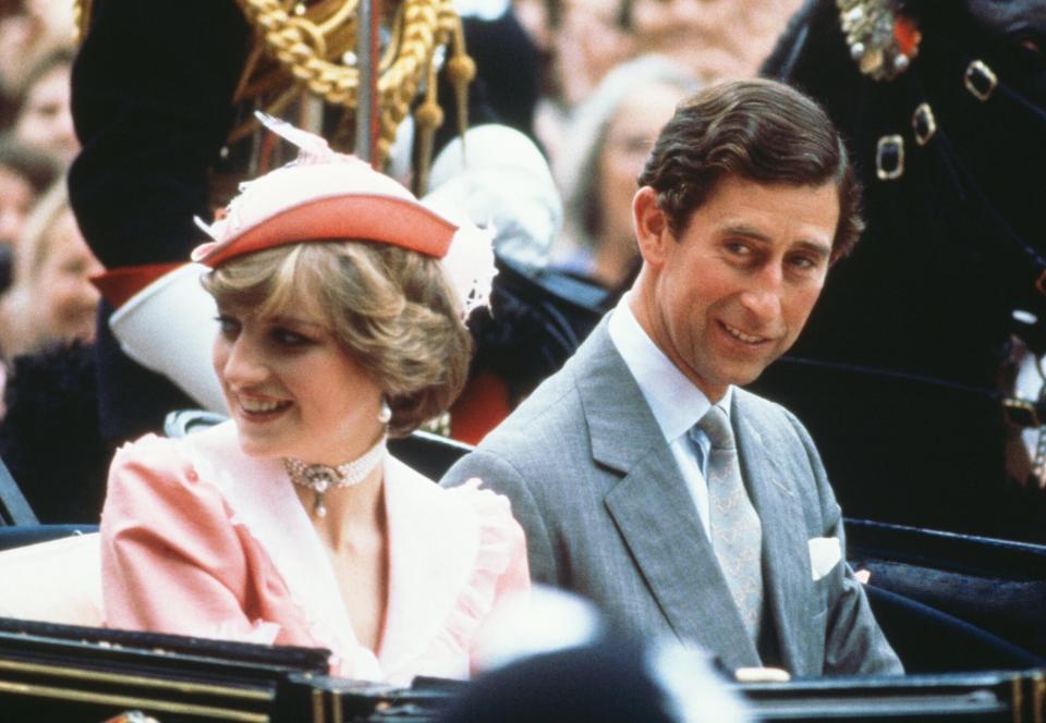 Prince Charles and Diana, Princess of Wales (1961 -1997) leave Buckingham Palace for their honeymoon after their wedding, London, 29th July 1981