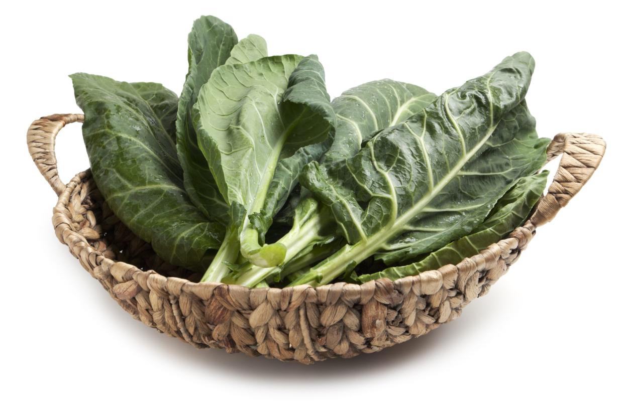 Collard greens in basket