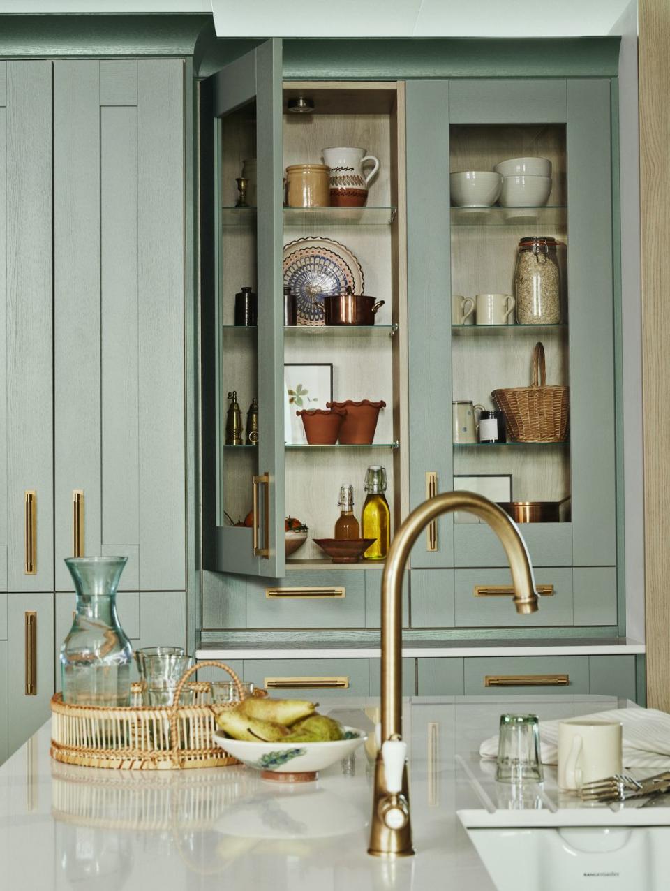 pictured country living at homebase 'whitstable' kitchen in 'sea green'