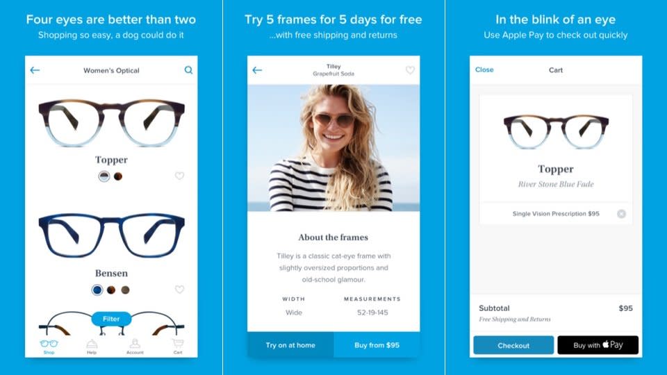 <p>Make sure your next pair of glasses looks good with Warby Parker’s app. Free. </p>