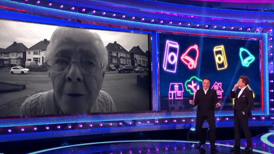 A woman called Cynthia made a mess of Ring My Bell on Ant and Dec's Saturday Night Takeaway. (ITV)