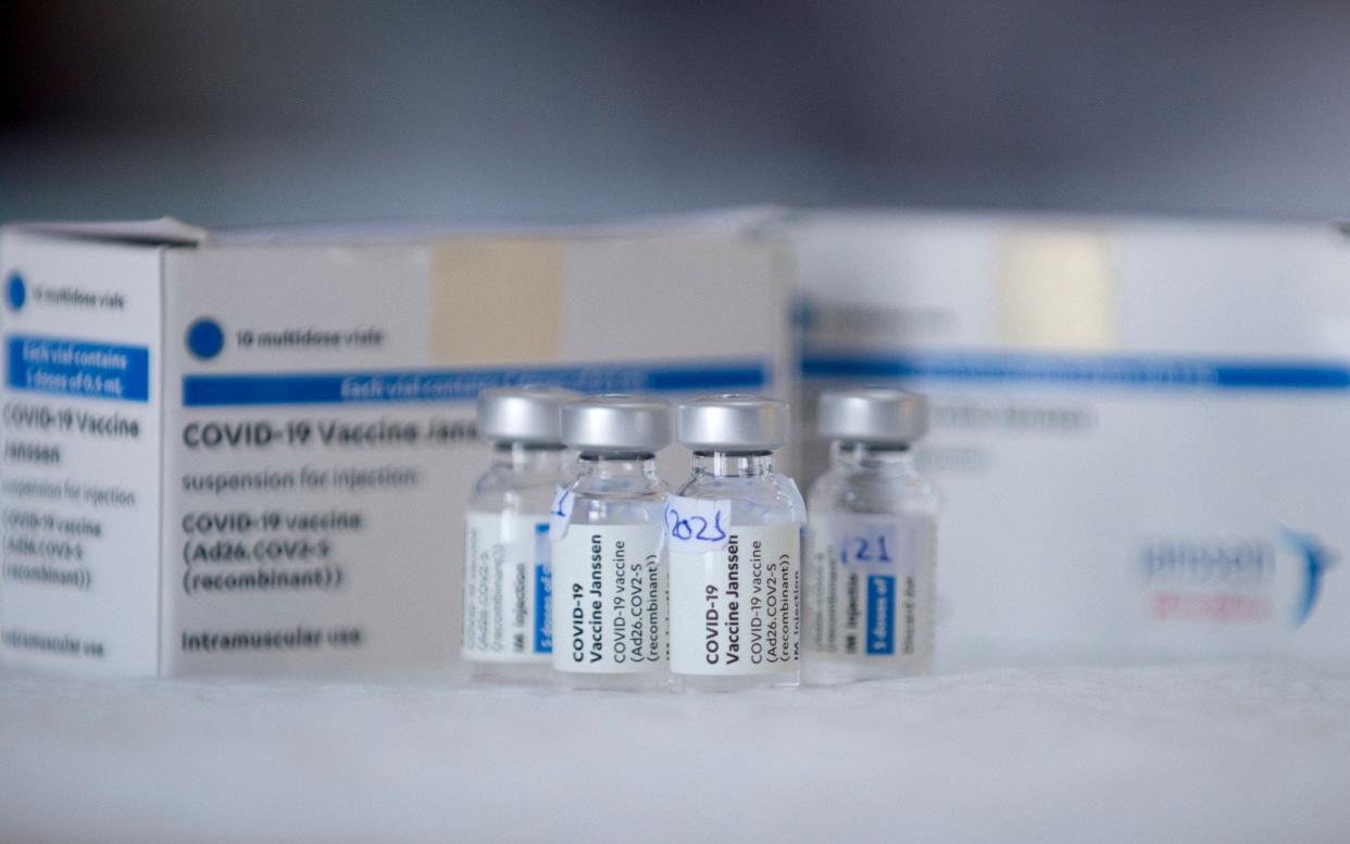 Bottles of the single-dose Johnson & Johnson Janssen Covid-19 vaccine - JORGE GUERRERO/AFP