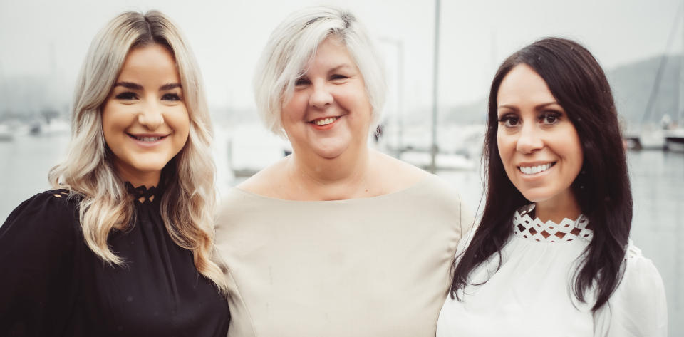 Cathy Baker with Cailtin Attard (left) and Linda Gibbens (right) from Belle Property. (Image: Supplied).