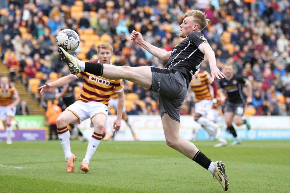 BEATEN: Will Evans in action for County at Bradford <i>(Image: Huw Evans Agency)</i>