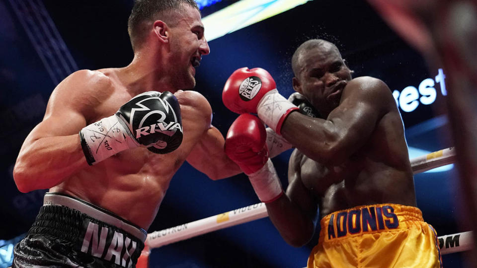 Oleksandr Gvosdyk punches Adonis Stevenson during their WBC light heavyweight championship fight. (Photo by Mathieu Belanger/Getty Images)