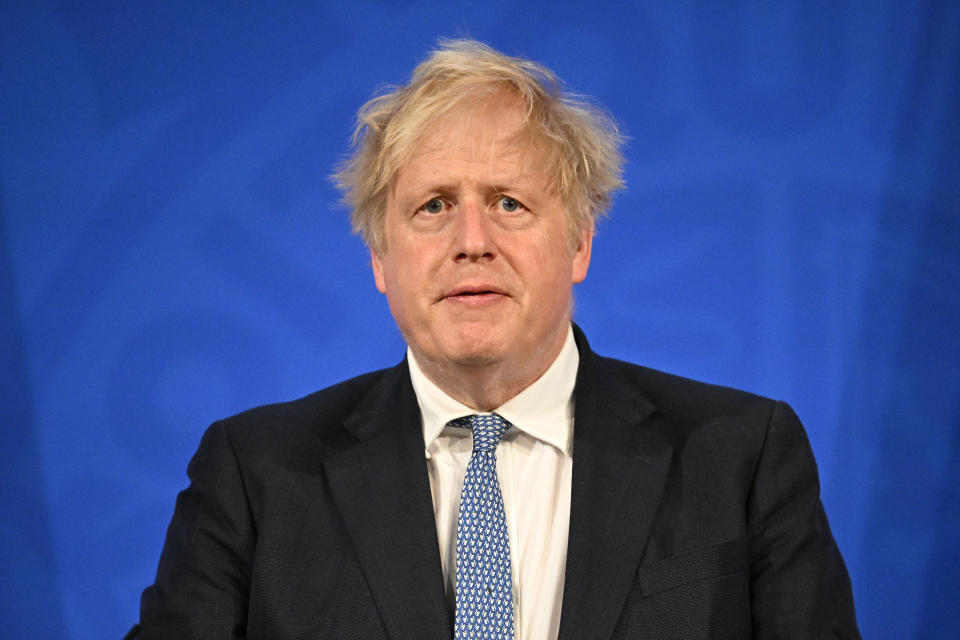 Prime Minister Boris Johnson speaks during a press conference in Downing Street, London, following the publication of Sue Gray's report into Downing Street parties in Whitehall during the coronavirus lockdown. Picture date: Wednesday May 25, 2022.