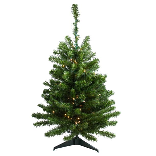 Goplus 4-ft Pre-lit Upside-down Artificial Christmas Tree 100 Yellow LED  Lights at