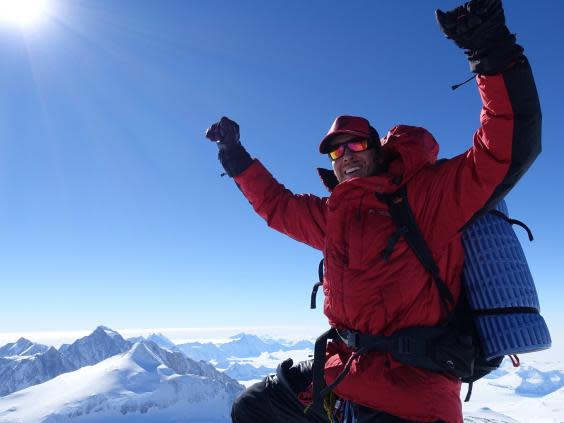 Bull celebrates at the peak of Vinson (Daniel Bull)