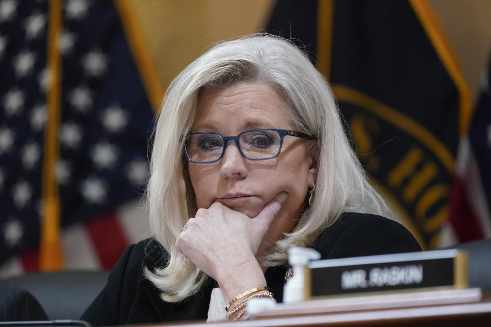 Vice Chair Liz Cheney, R-Wyo., listens as the House select committee investigating the Jan. 6 attack on the U.S. Capitol holds a hearing at the Capitol in Washington, Tuesday, July 12, 2022. / Credit: J. Scott Applewhite / AP