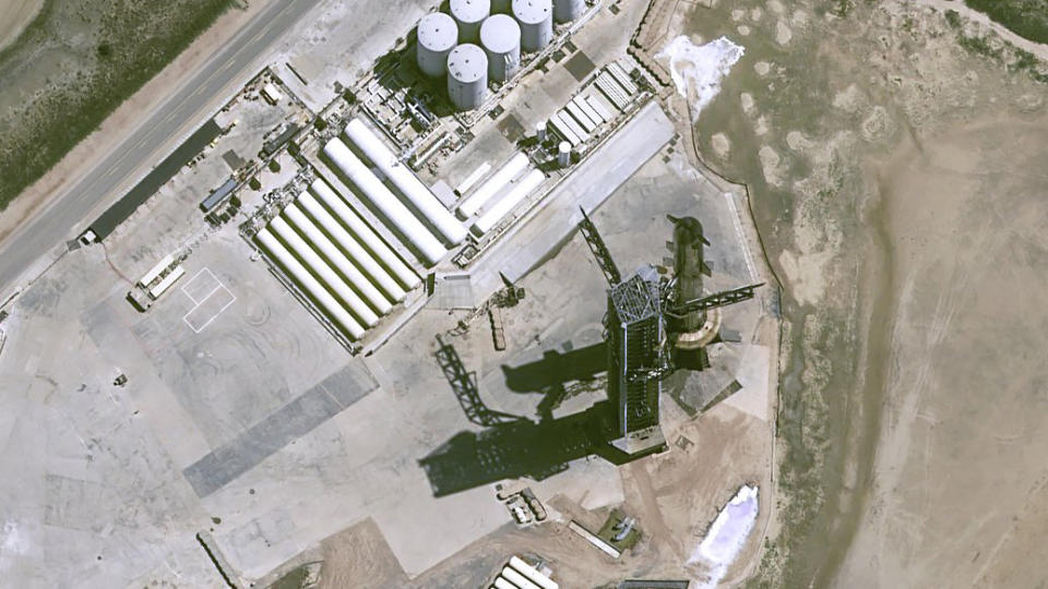 Starship on its launchpad seen by Airbus' Pleiades Neo satellite.