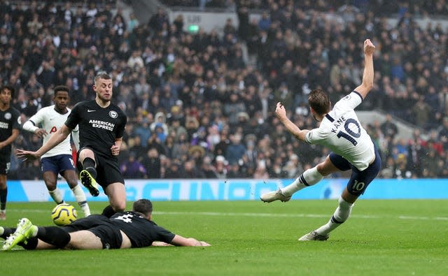 Harry Kane scores against Brighton in 2019