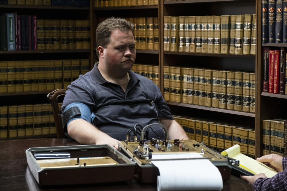 This image released by Warner Bros. Pictures shows Paul Walter Hauser in a scene from "Richard Jewell." (Claire Folger/Warner Bros. Pictures via AP)