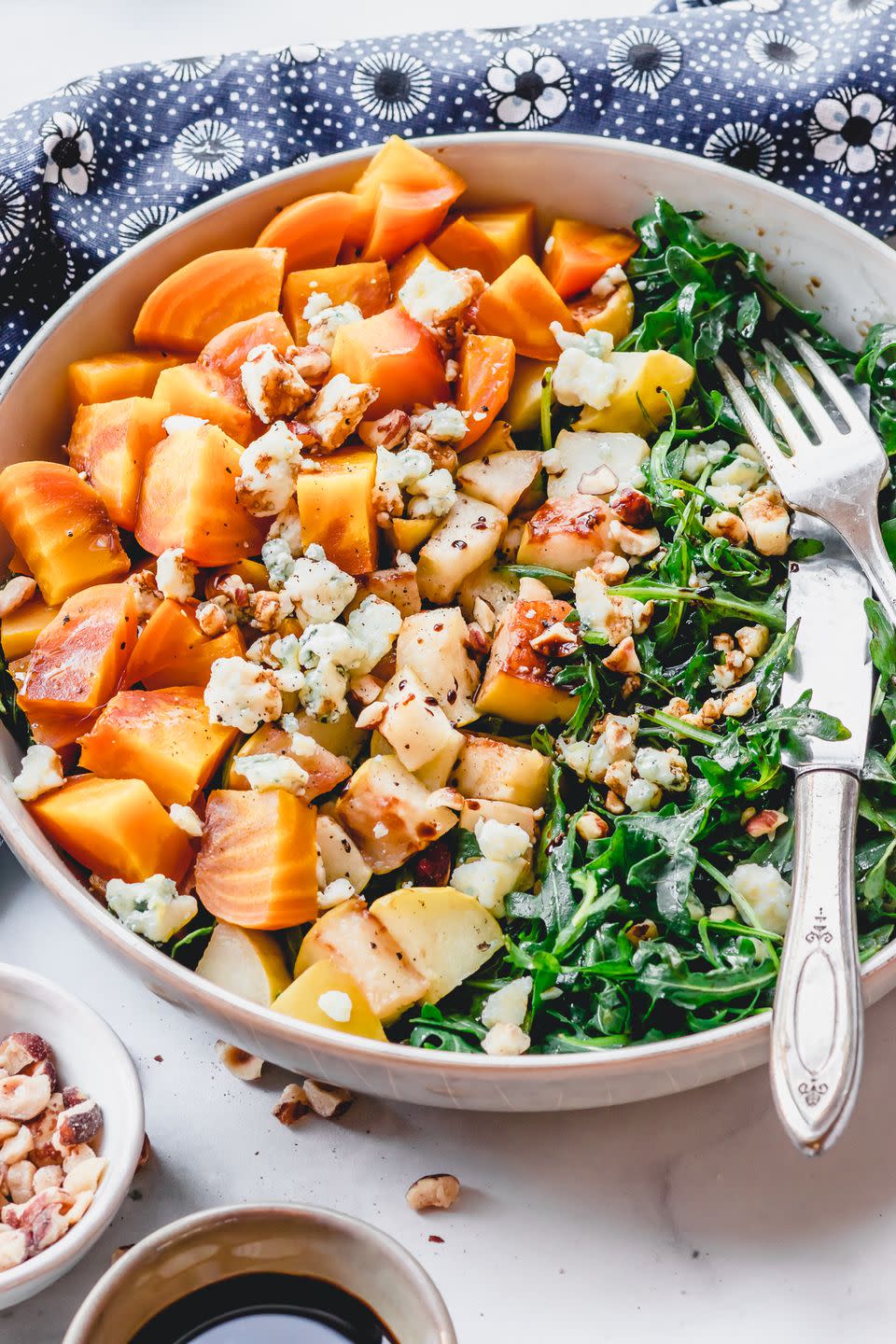 <p>Roasted beets, fried apples, and gorgonzola cheese. This salad is so delicious you'll be licking the bowl.</p><p><strong>Get the recipe at <a href="https://www.rosalynndaniels.com/golden-beet-and-arugula-salad-with-fried-apples/" rel="nofollow noopener" target="_blank" data-ylk="slk:Rosalynn Daniels;elm:context_link;itc:0;sec:content-canvas" class="link ">Rosalynn Daniels</a>.</strong></p>