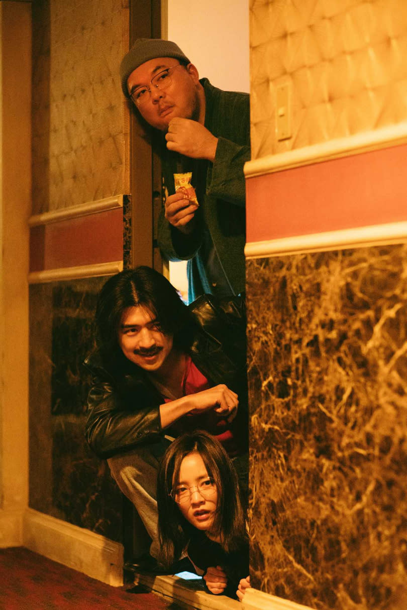 《鬼才之道》在今年台北電影節作為神秘場搶先放映，（上起）瘦瘦、陳柏霖、王淨將合體出席活動。（圖／牽猴子提供）