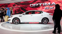 America's most sort of exciting mid-sizer — the Kia Optima SX — just got better! Ok, not really better. Or faster. And there's no manual transmission. But it is more expensive in new SX Limited trim, almost reaching the $35,000 mark. The Limited shares the Turbo's 2.0-liter GDI turbo with its Camry-and-everyone-else-besting 274 horsepower. It still also only comes with a six-speed automatic transmission. Pricing details were absent from the release, but they mentioned a price south of $35,000 at the press conference and Car And Driver mentions a price of $34,900. That's a $7,650 increase over the base SX and uncomfortably close to some real luxury options.