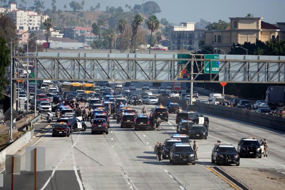 Jewish protesters block 110 Freeway in Los Angeles, California (AP)