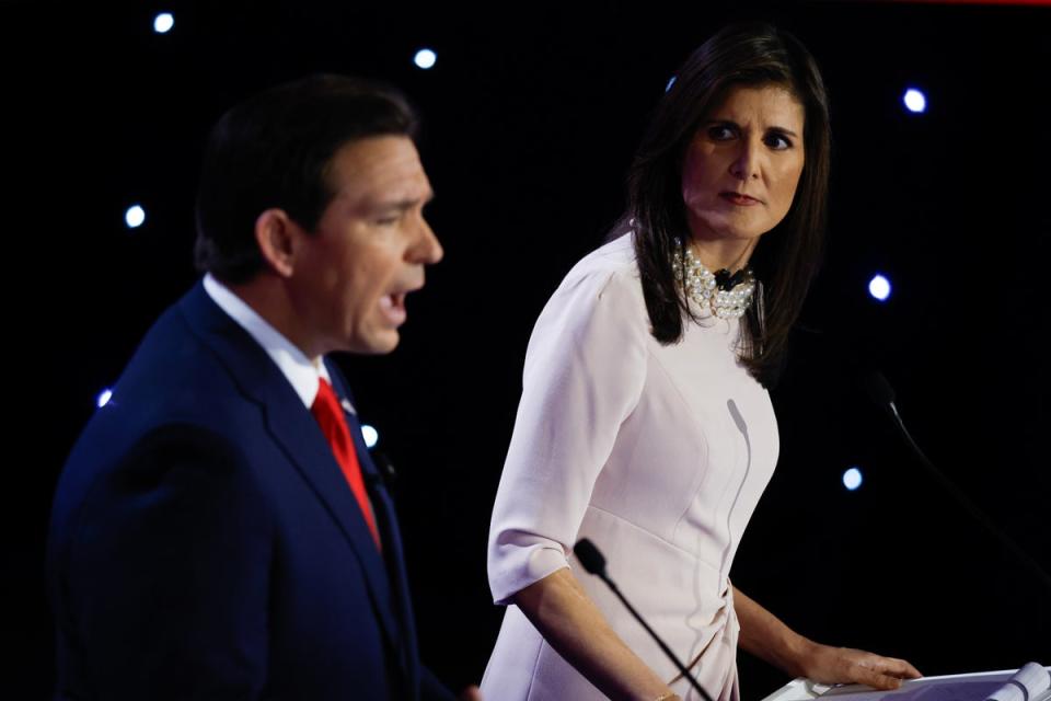 Ron DeSantis and Nikki Haley continue to battle it out for second position behind Mr Trump in the polls (Getty Images)