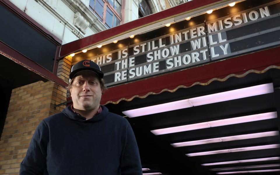 Peter Shapiro in front of the marquee at the Capitol Theatre in Port Chester. It marks 10 years under Shapiro's ownership.