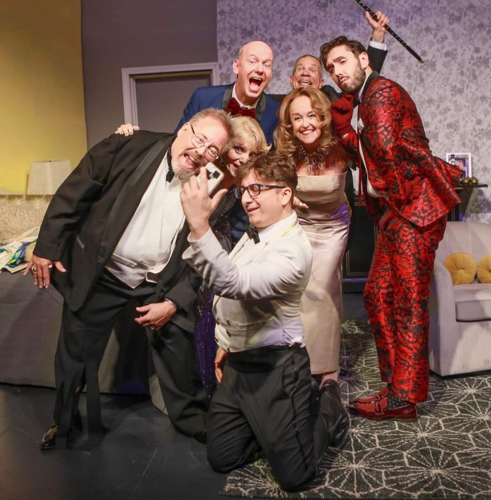 The cast of The Bent's production of "It's Only a Play" poses for a photo. The show runs through Dec. 10 at the Palm Springs Cultural Center.