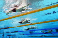 Matthew Levy of Australia, Rudy Garcia-Tolson of the United States, Mihovil Spanji of Croatia and Yevheniy Bohodayko of Ukraine compete in the Men's 200m Individual Medley -SM7 final on day 4 of the London 2012 Paralympic Games at Aquatics Centre on September 2, 2012 in London, England. (Photo by Clive Rose/Getty Images)