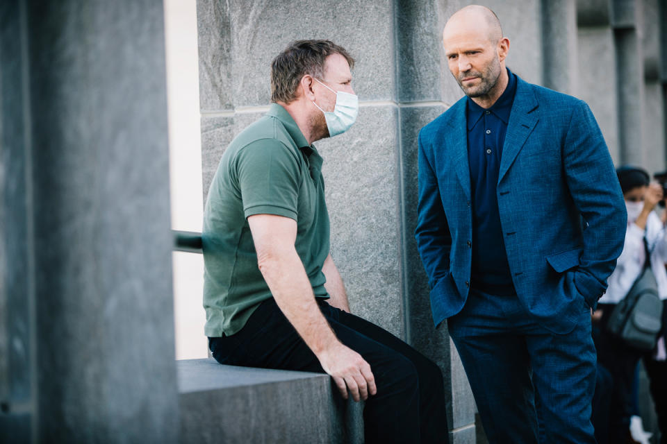 Guy Ritchie and Jason Statham on location in Qatar’s capital city, Doha (Julien Scussel & QNTC)