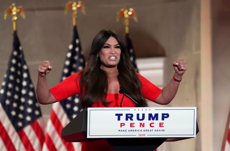 Kimberly Guilfoyle delivers a pre-recorded speech to the largely virtual Republican National Convention from Washington