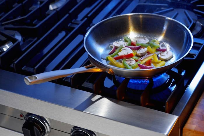 Vegetables in frying pan