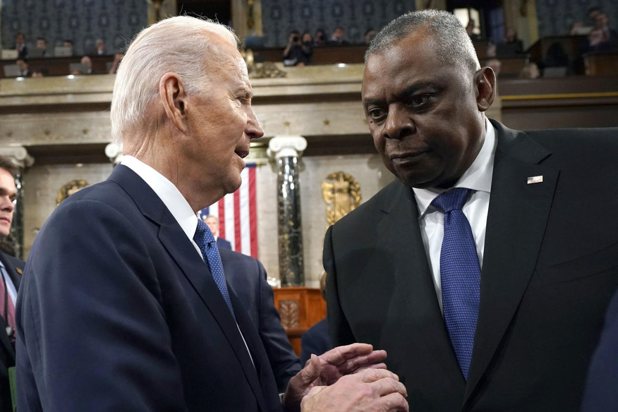 Joe Biden and Lloyd Austin at the State of the Union address (Jacquelyn Martin / Bloomberg via Getty Images file )