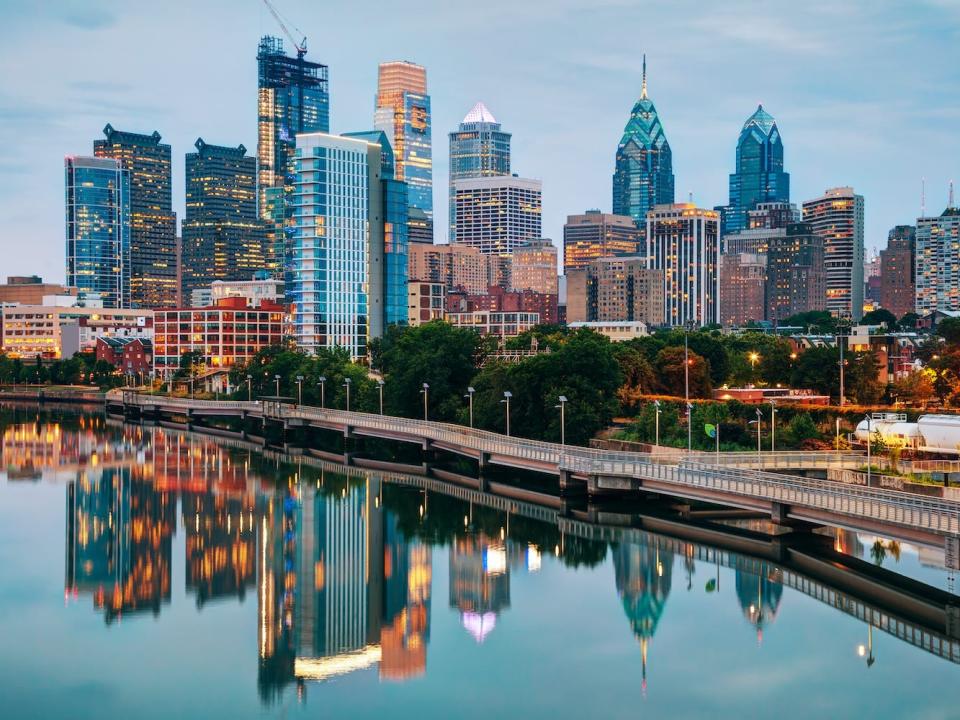 The skyline of Philadelphia, Pennsylvania.