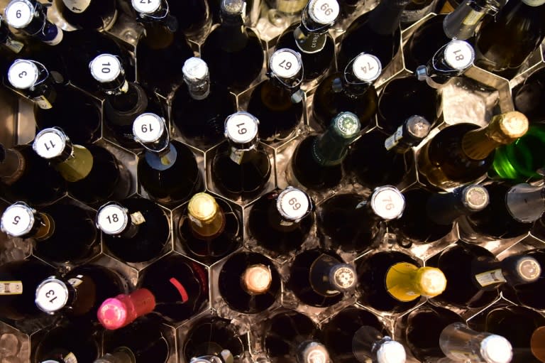 Bottles of Prosecco at the Vinitaly exposition in Verona