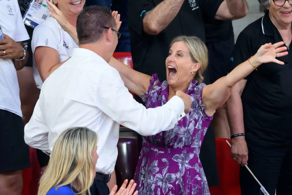 <p>Karwai Tang/Getty</p> Sophie, the Duchess of Edinburgh celebrates Team Great Britain